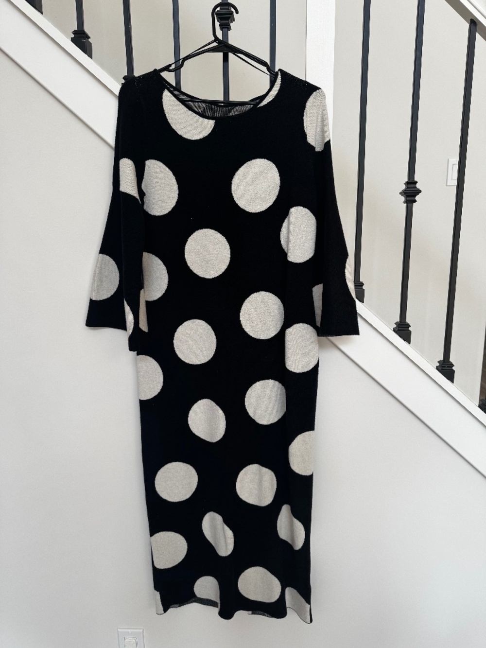 Anthropologie Fluted Sleeve Polka Dot Midi Dress XL